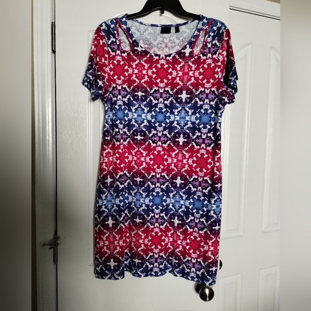 Rafaella Pink and Blue Patterned Dress Size XLP